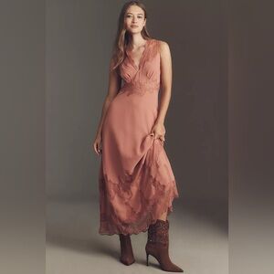 V-Neck Lace-Panel Maxi Dress by Anthropologie